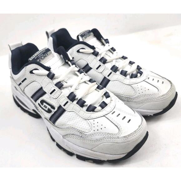 Skechers Sport Mens Size 7 M White Leather Athletic Shoes Lace Up 51242 EUC - Picture 1 of 8
